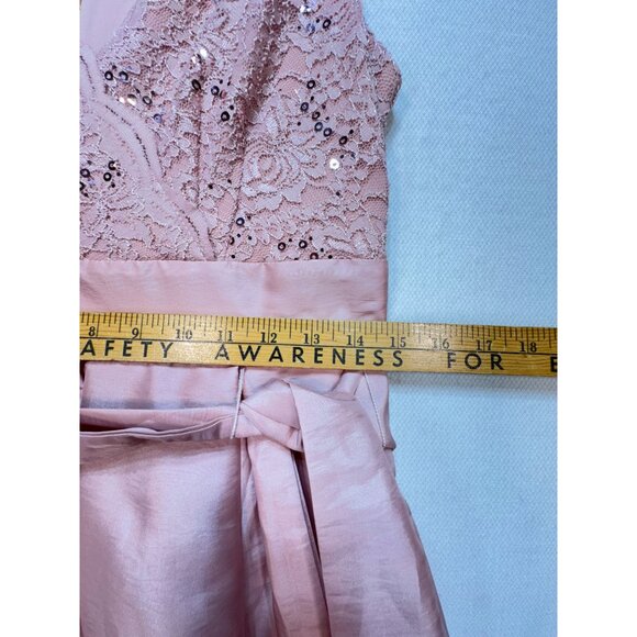 JH Evenings Womens V Neck High-Low Dress Tie Waist Size 4 Pink Sleeveless Summer - Picture 13 of 15